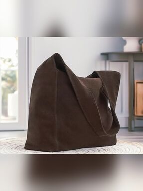 Mango Chocolate Suede Shoulder Handbag